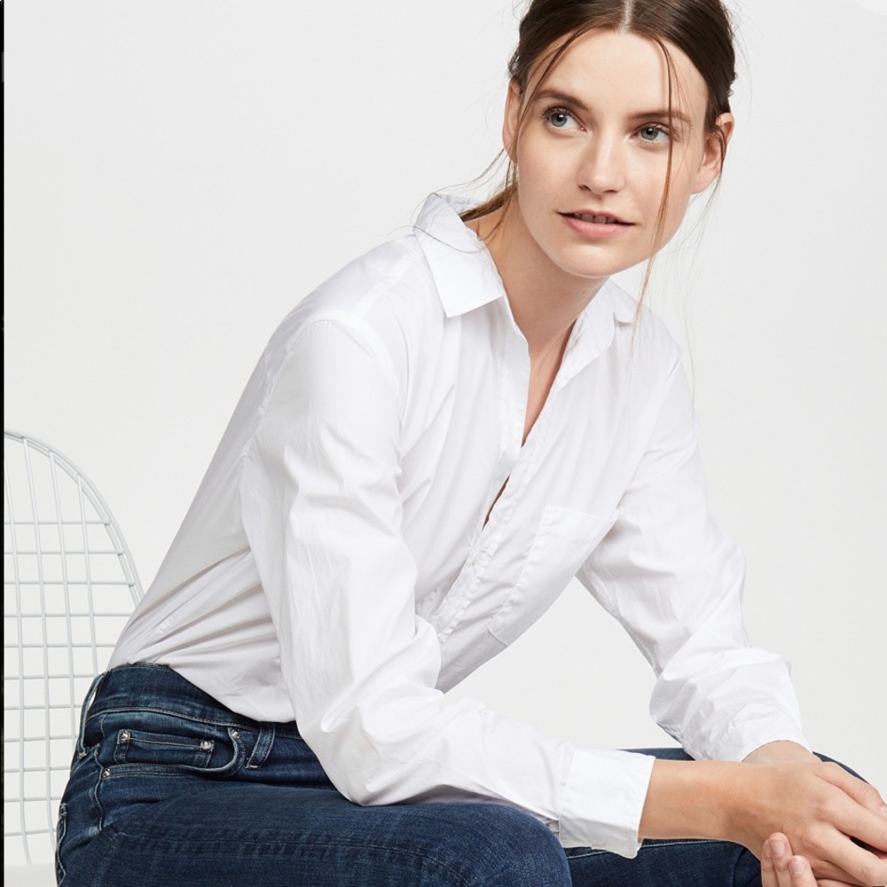 Ann Taylor Flattering Vintage White Classic Button Down